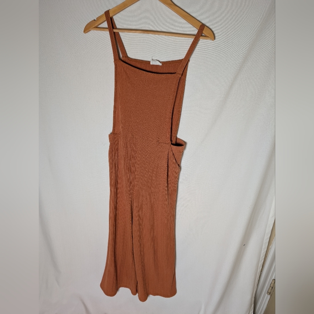 Sienna Sky Knit Burnt Orange Cropped Tank Overalls Size Large